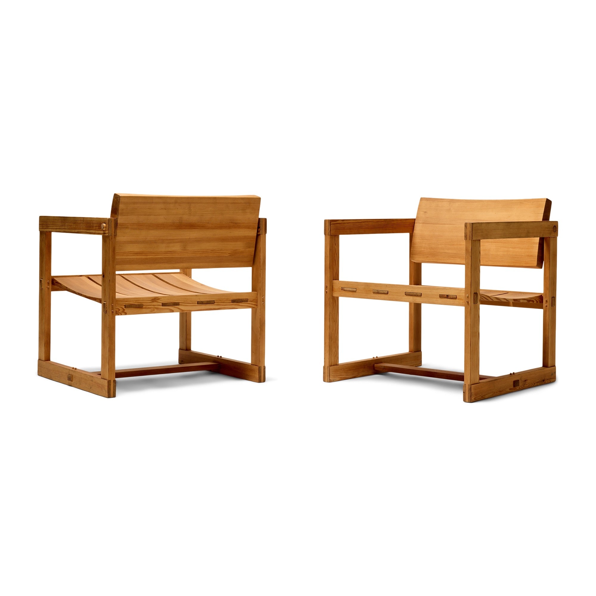 Pair of Solid Pine Lounge Chairs by Edvin Helseth for Trybo, 1966