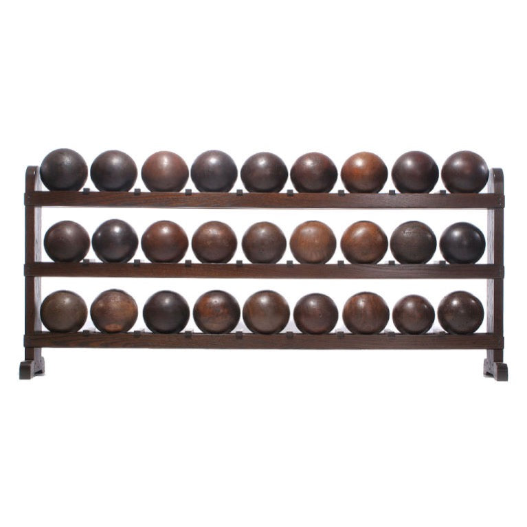 Original ‘Ball Rack’ with Lignum Vitae Bowling Balls by WYETH, Made to Order