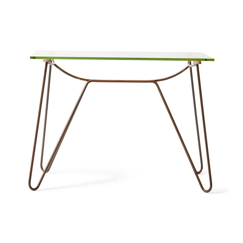 Vintage Glass Top Side Table by Carl Aubock