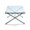 X Base Parallel Bar Glass Top Low Table by Florence Knoll for Knoll