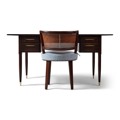 Walnut Desk with Drawers and Inset Leather Top by Edward Wormley for Dunbar, 1960s