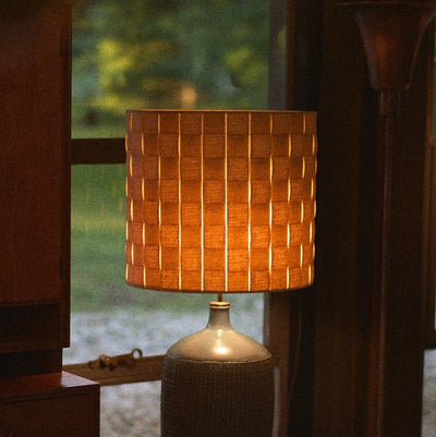 Woven Fiberglass Checkerboard Pattern Lampshade from USA