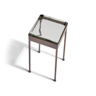 'Vista' Glass Block Cocktail Table in Blackened Bronze with Round Legs by WYETH