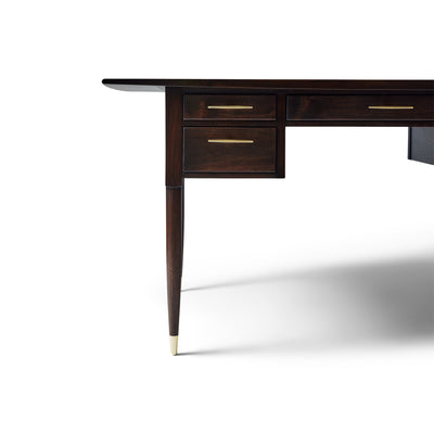 Walnut Desk with Drawers and Inset Leather Top by Edward Wormley for Dunbar, 1960s