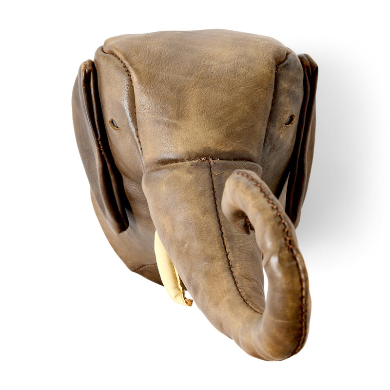 Wall Mount Leather Elephant Bust Attributed to Dimitri Omersa