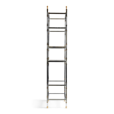 A Glamorous Chrome and Bronze Bookshelf /Étagère (pair available) from France, 1970s