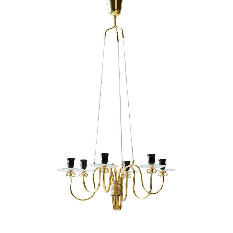 Brass Chandelier by Paavo Tynell for Taito Oy