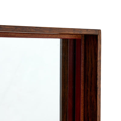 Original ‘Thin Line’ Solid Wood Mirror with Leather Trim by WYETH