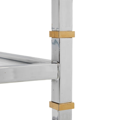 A Glamorous Chrome and Bronze Bookshelf /Étagère (pair available) from France, 1970s