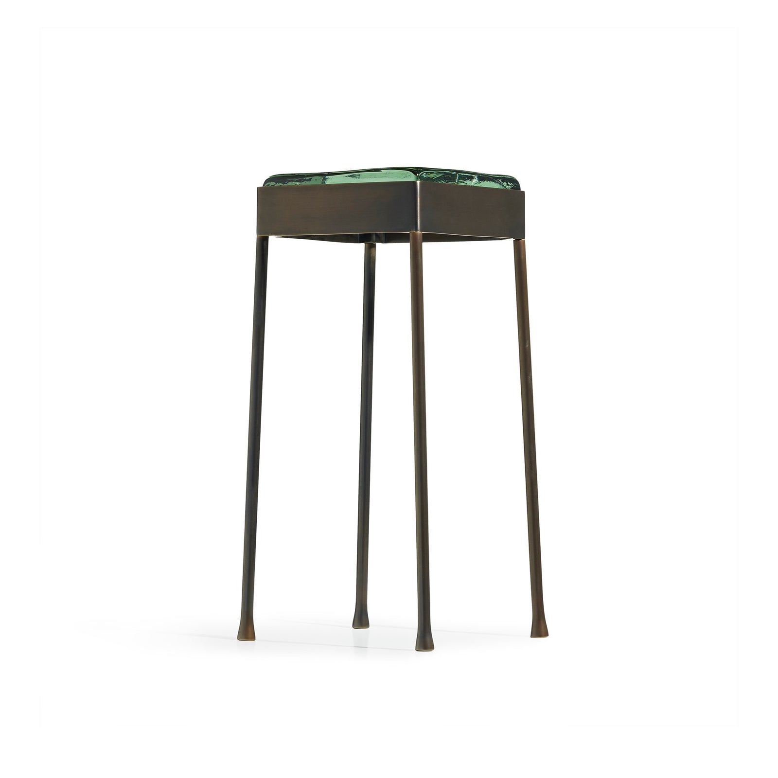 'Vista' Glass Block Cocktail Table in Blackened Bronze with Round Legs by WYETH - WYETH