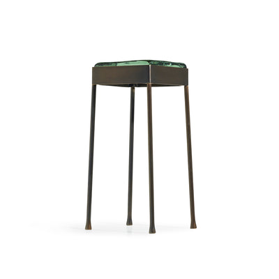 'Vista' Glass Block Cocktail Table in Blackened Bronze with Round Legs by WYETH