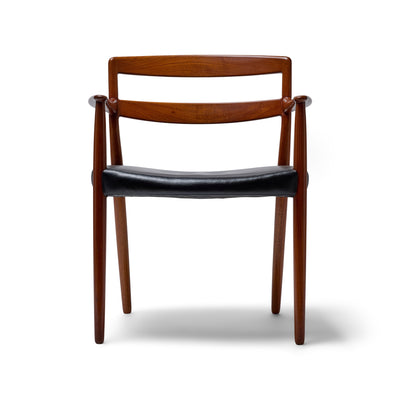 Teak and Leather Arm Chair by Ejner Larsen & Aksel Bender Madsen for Willy Beck