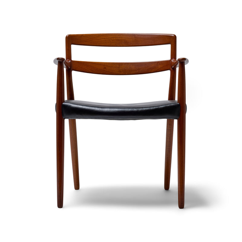 Teak and Leather Arm Chair by Ejner Larsen & Aksel Bender Madsen for Willy Beck