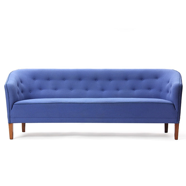 Tailored Button Back Blue Sofa by Ludvig Pontopiddan