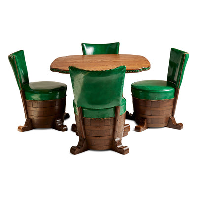 Unusual Barrel Base Game Table and Chairs Set for Old Hickory