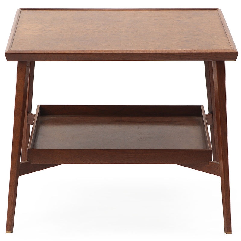 Tapered Leg Walnut Table with Burl Tray Tops by Edward Wormley for Dunbar