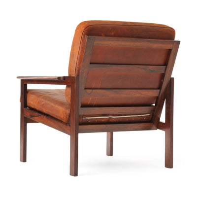 Rosewood and Leather Arm Chair by Illum Wikkelso for N. Eilersen