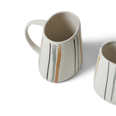 Striped Ceramic Oval Mug by David Gil for Bennington Potters, 1960s