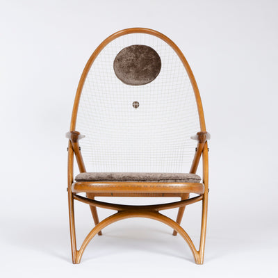 The Racquet Chair in Walnut and Nylon by Vestergaard Jensen for Peder Pedersen, 1955
