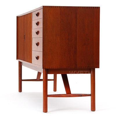 Hvidt & Molgaard-Nielsen Solid Teak Tambour Sideboard by Peter Hvidt & Orla Mölgaard-Nielsen