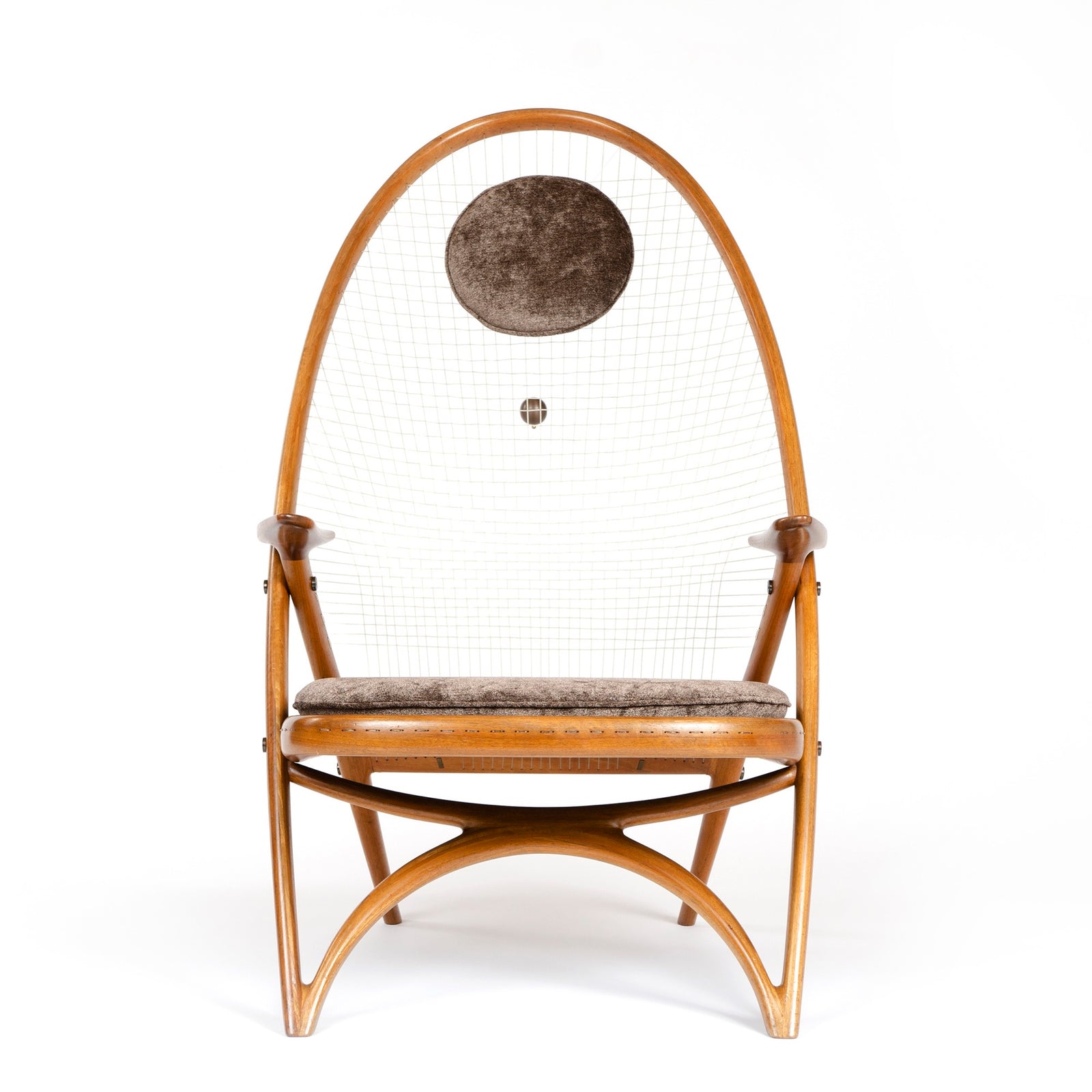 The Racquet Chair in Walnut and Nylon by Vestergaard Jensen for Peder Pedersen, 1955