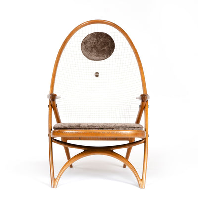 The Racquet Chair in Walnut and Nylon by Vestergaard Jensen for Peder Pedersen, 1955