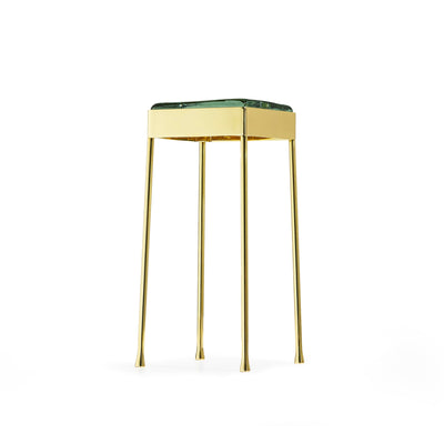 'Vista' Glass Block Table in Polished Bronze with Round Legs by WYETH, Made to Order