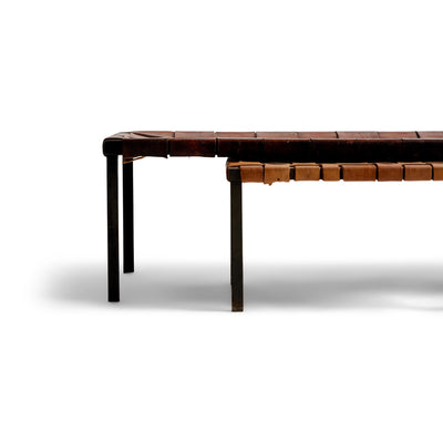 Woven Leather Bench by Swift and Monell