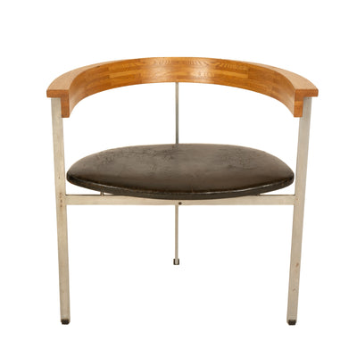 Oak Steel and Leather PK-11 Chair by Poul Kjaerholm for E. Kold Christensen, 1957