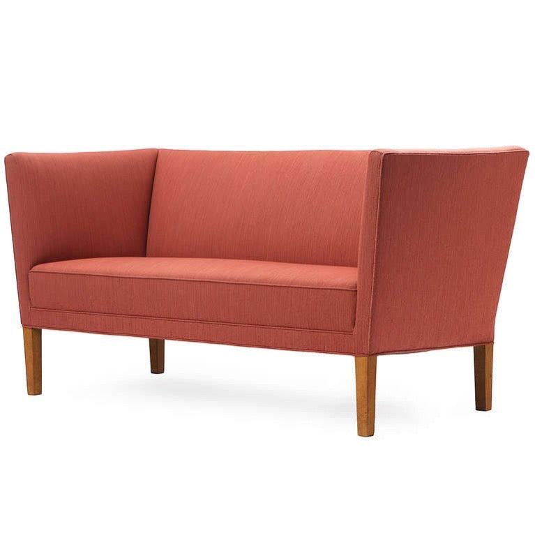 High Back Upholstered Settee by Grete Jalk for Johannes Hansen