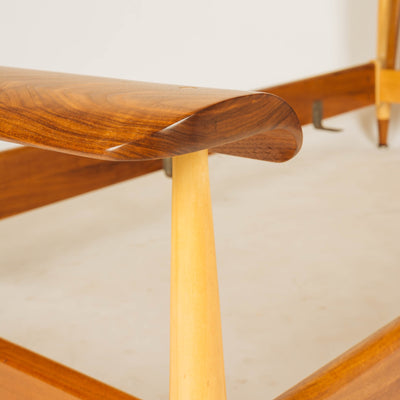 a Pair of Walnut & Maple Twin Beds by Finn Juhl for Baker Furniture Company, 1951