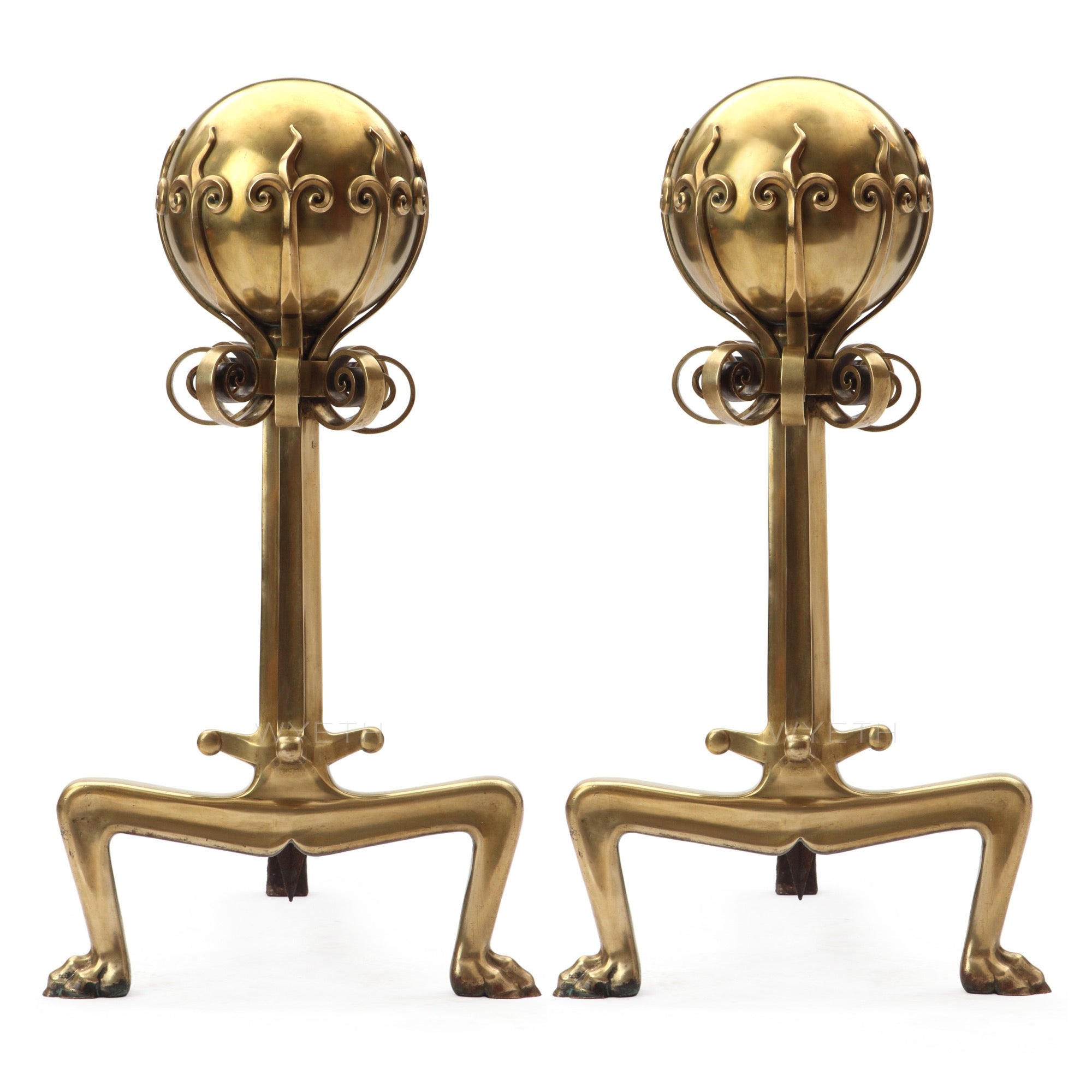 Massive Elegant Andirons from USA