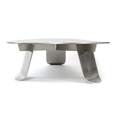 Chrysalis No 1. Low Table in Natural Grain Stainless Steel by WYETH, Made to Order