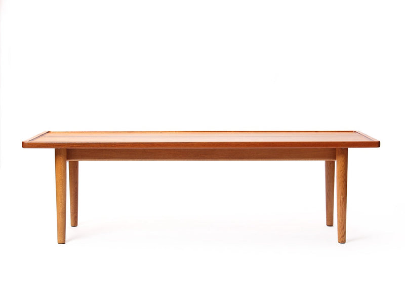 a rare Low/cocktail/coffee table/bench in Teak and Oak by Hans J. Wegner for Johannes Hansen