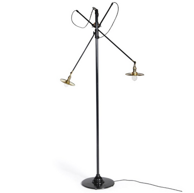 Adjustable 2 Arm O.C. White Floor Lamp Customized by O.C. White for O.C. White Co., 1900s