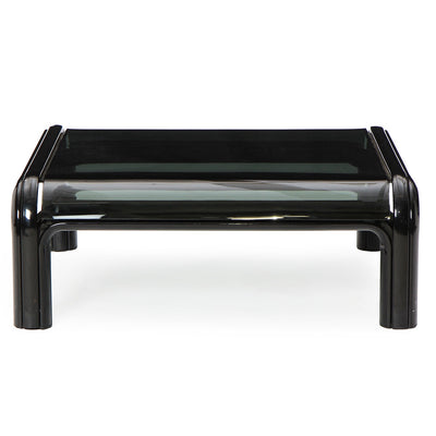 Pair of Glass and Steel Low Tables by Gae Aulenti, 1970s
