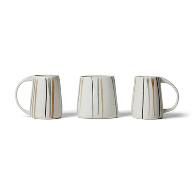 Striped Ceramic Oval Mug by David Gil for Bennington Potters, 1960s