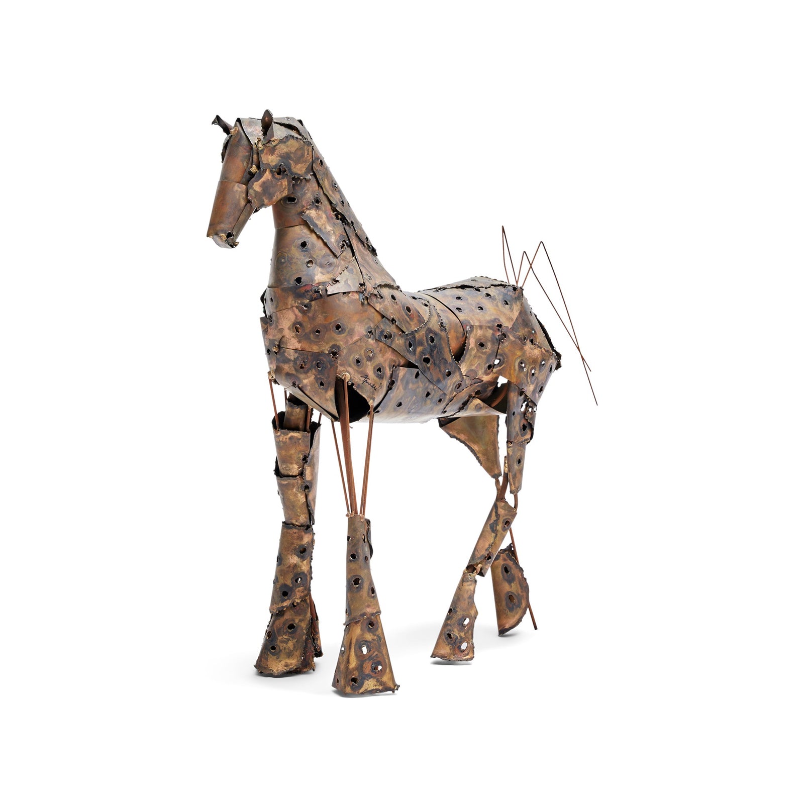 Metal Patchwork Horse Sculpture