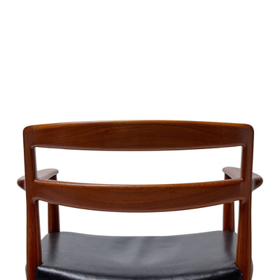 Teak and Leather Arm Chair by Ejner Larsen & Aksel Bender Madsen for Willy Beck