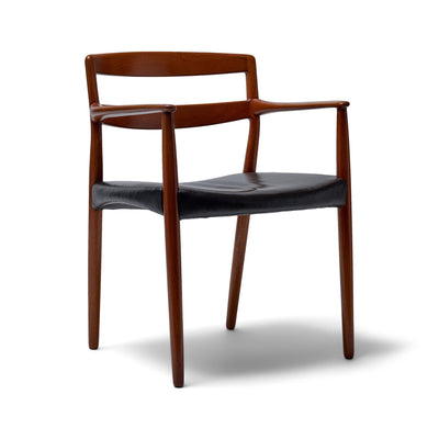 Teak and Leather Arm Chair by Ejner Larsen & Aksel Bender Madsen for Willy Beck