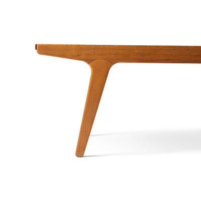 Unique Danish oak bench with a reversible leather & teak top by Unknown, 1960s