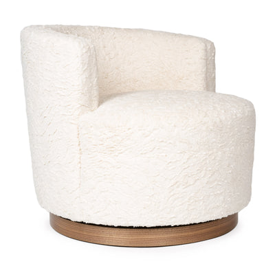 Swivel Chair in White Boucle by Edward Wormley, WYETH