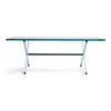 X Base Parallel Bar Glass Top Low Table by Florence Knoll for Knoll