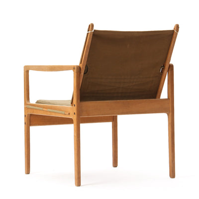 An Oak and Canvas Safari Chair by Ole Wanscher for PJ Furniture