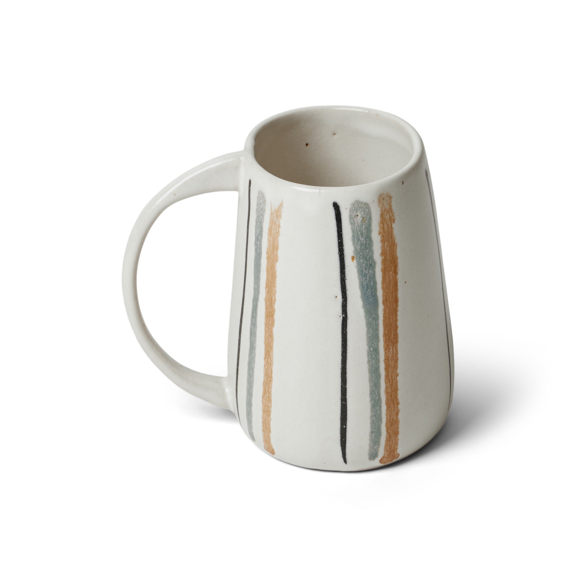 Striped Ceramic Oval Mug by David Gil for Bennington Potters, 1960s