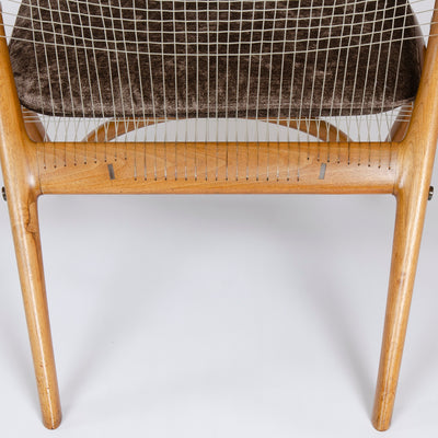The Racquet Chair in Walnut and Nylon by Vestergaard Jensen for Peder Pedersen, 1955