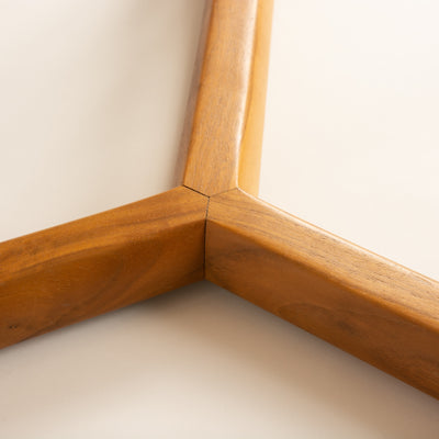 Round Glass Top Teak Center Table for Semigood Design