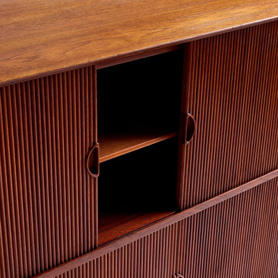 Two Level Double Tambour Door Cabinet by Peter Hvidt & Orla Mölgaard-Nielsen for Soborg Mobelfabrik