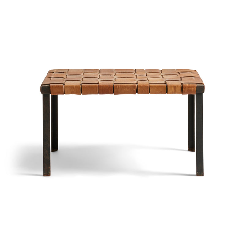 Woven Leather Stool by Swift and Monell