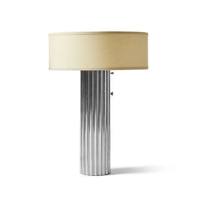Corrugated Column Nickel On Brass Table Lamp by Walter Von Nessen for Nessen Studios